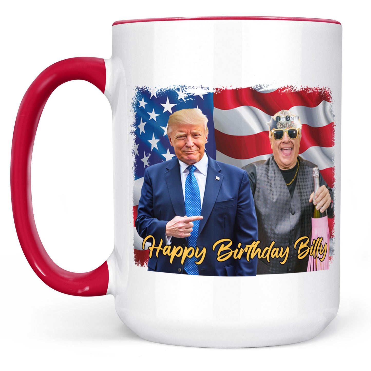 Happy Birthday Mug, Personalize Custom Photo with Trump Mug, Photo with Trump, Donald Trump President, Family Gift White Mug Accent Mug 682021 - GOP