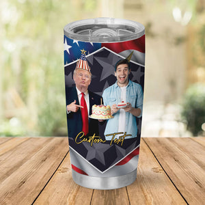 My Dad Standing With Trump Custom Photo Curved Tumbler, Personalized Tumbler 20oz, Father's Day Gift For Dad, Gift For Husband 682000 - GOP