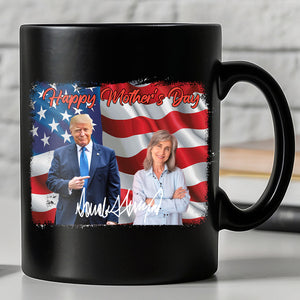 Happy Birthday With Donald Trump Custom Photo Black Mug | Personalize Photo Mug | Family Gift Ideas 682021 - GOP