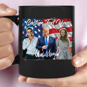 Happy Birthday With Donald Trump Custom Photo Black Mug | Personalize Photo Mug | Family Gift Ideas 682021 - GOP