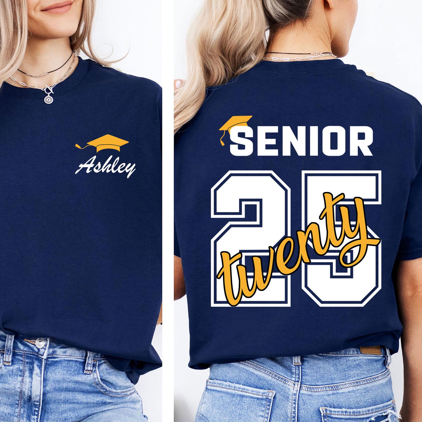 Custom Senior 2025 Shirt, Custom Name Graduation Gift, Senior Gift Graduation, Graduation 2025 Front & Back Shirt Dark 682029