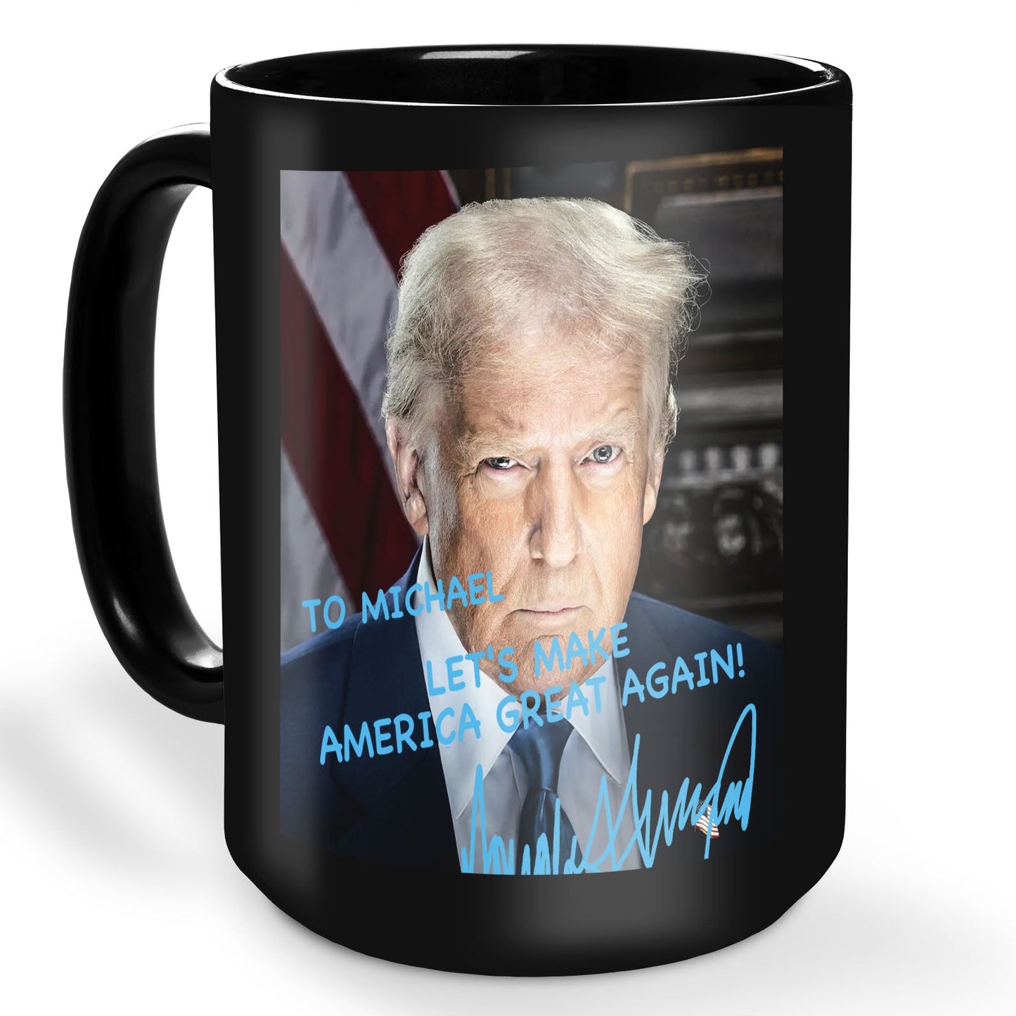 President Donald Trump Official Portrait 2025 | President Donald Trump Autographed Mug | Donald Trump Homage Mug | Donald Trump Fan Black Mug 682036 - GOP