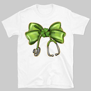 St. Patrick's Day Nurse Coquette Shirt, St Patricks Sweatshirt, Nurse Bow Ribbon Stethoscope Bright Shirt 682052
