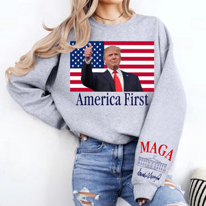 Trump America First Shirt, White House Donald Trump MAGA Sleeve Print Sweatshirt, Republican Gift 682078 - GOP
