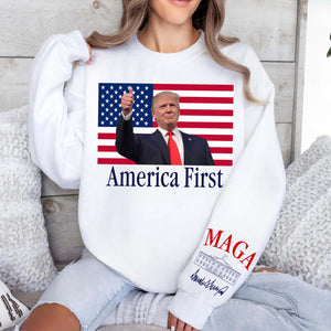 Trump America First Shirt, White House Donald Trump MAGA Sleeve Print Sweatshirt, Republican Gift 682078 - GOP