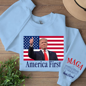 Trump America First Shirt, White House Donald Trump MAGA Sleeve Print Sweatshirt, Republican Gift 682078 - GOP