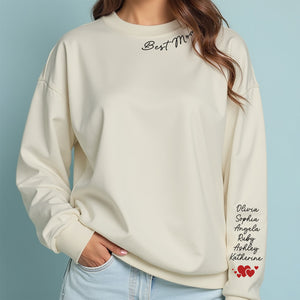 Best Mom Ever Custom Name Shirt, Personalized Custom Sleeve Print Bright Sweatshirt, Mother's Day Gifts, Gift For Mom, Gift For Wife 682082