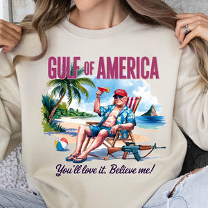 Trump Gulf of America, Humorous Trump On The Beach Sweatshirt, Trump President Funny Bright Shirt 682085 - GOP