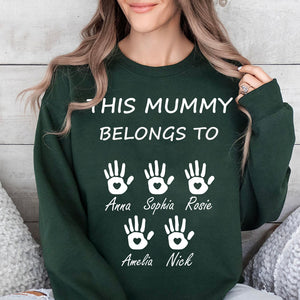 This Mummy Belongs, Custom Name Shirt, Personalized Custom Name Sweatshirt Dark, Gift for Mom, Gift for Wife 682100