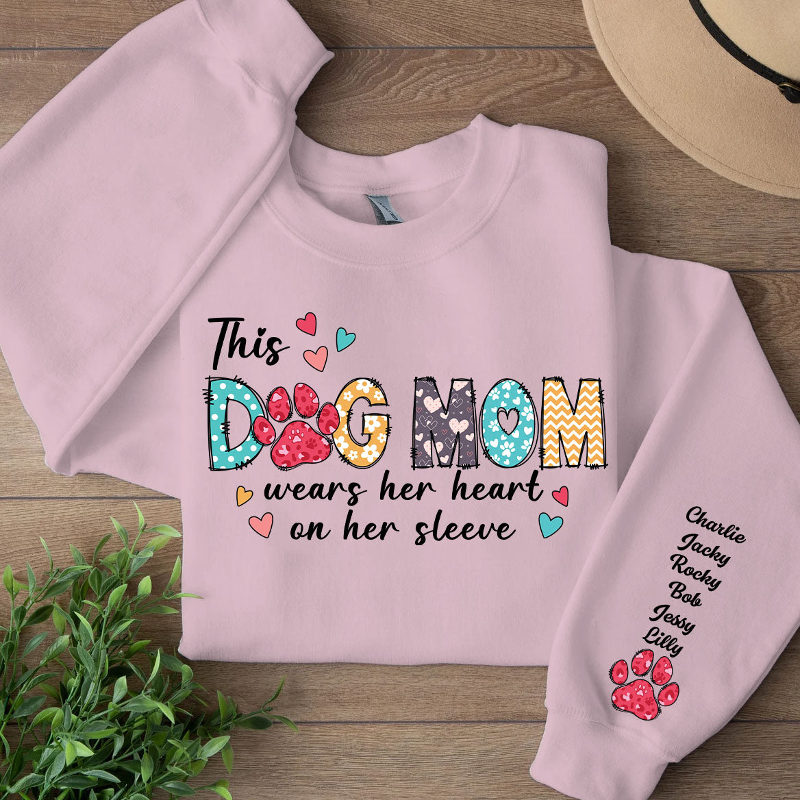 The Dog Mom Custom Name Shirt, Personalized Custom The Dog Mom Sleeve Print Bright Sweatshirt, Mother's Day Gifts, Gift For Mom, Gift For Wife 682104