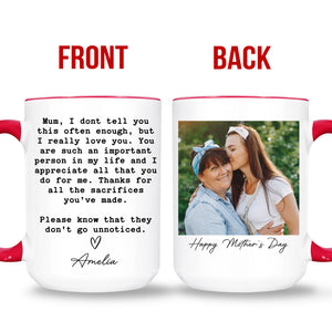 Mom Gift Custom Mug, Personalized Custom Name and Photo White Mug Accent Mug, Mother's Day Gift, Gift for Mom, Gift for Wife 682114