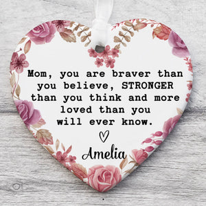 Custom Mom Present Heart Shape Ornament, Personalized Custom Name Mothers Day Ceramic Ornament, Family Gift, Gift for Mom, Gift for Wife 682117