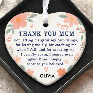 Thank You Mom Present Ornament, Personalized Custom Name Mothers Day Ceramic Ornament, Family Gift, Gift for Mom, Gift for Wife 682120