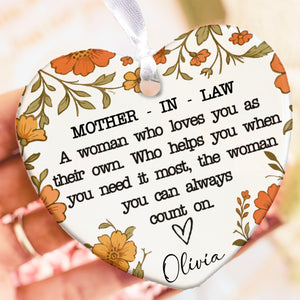 Custom Mother-in-law Present Ornament, Personalized Custom Name and Title Mothers Day Ceramic Ornament, Family Gift, Gift for Mom, Gift for Wife 682124