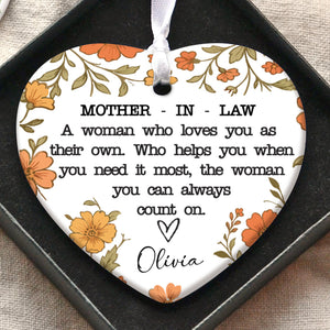 Custom Mother-in-law Present Ornament, Personalized Custom Name and Title Mothers Day Ceramic Ornament, Family Gift, Gift for Mom, Gift for Wife 682124