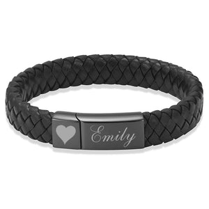 Custom Engraved Leather Bracelet Name With Love | Gift for Family, Special Gift for Family | Personalized Unisex Bracelet 682202