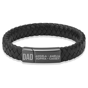 Custom Engraved Leather Bracelet Dad and Name | Gift for Dad, Gift for Husband, Special Gift for Father's Day | Personalized Unisex Bracelet 682221