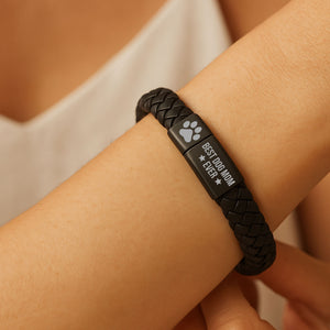 Best Dog Mom Ever Engraved Leather Bracelet | Gift for Mom, Gift for Wife, Special Gift for Mother's Day | Dog Lover Unisex Bracelet 682238