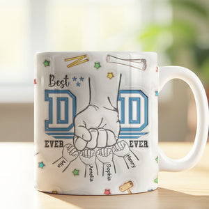 Best Dad Ever Mug, Dad Fist Bump 3D Inflated White Mug, Father's Day Gift, Gift for Dad, Gift for Husband 682245