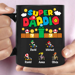 Custom Super Daddio Mario Game Mug, Personalized Custom Funny Black Mug, Gift for Father's Day, Gift for Dad, Gift for Husband 682247