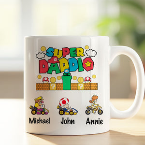 Custom Super Daddio Mug, Personalized Custom Funny White Mug Accent Mug, Gift for Father's Day, Gift for Dad, Gift for Husband 682248