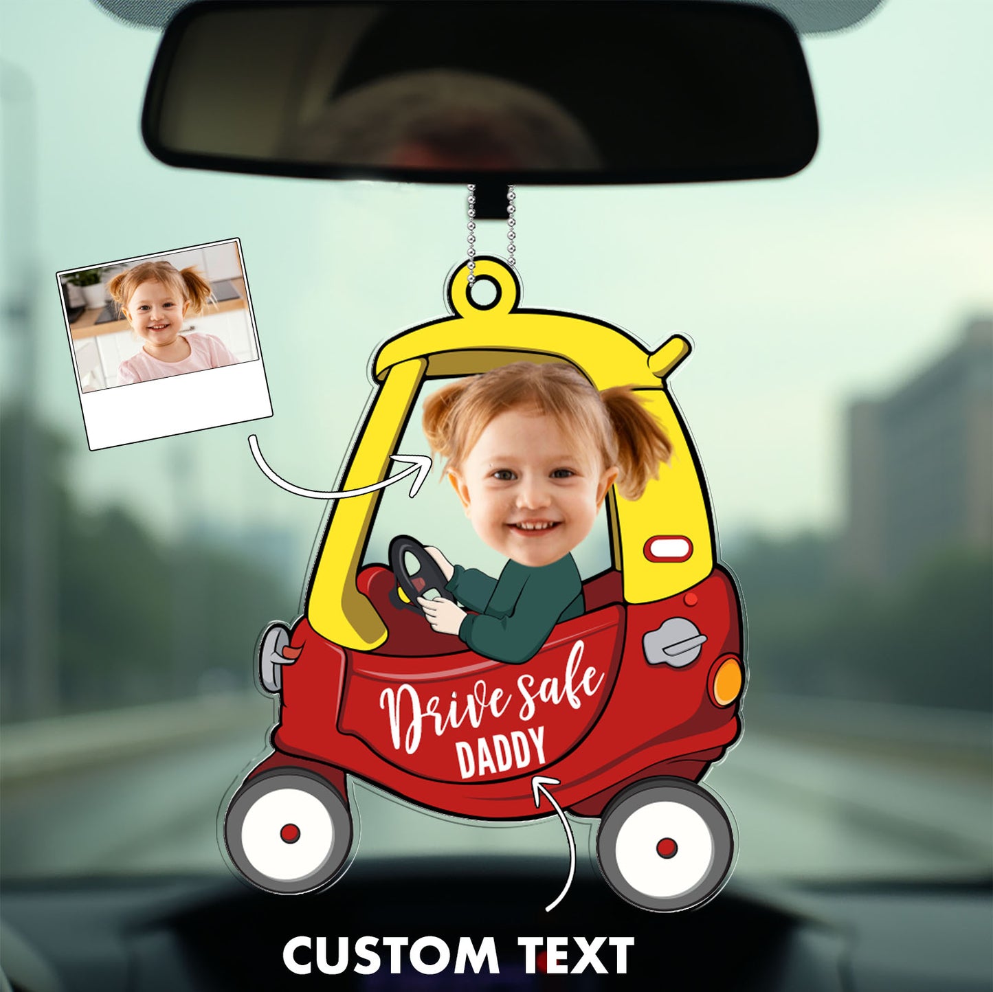 Personalized Custom Kid Photo Car Decor, Custom Acrylic Car Hanger, Special Gift for Father's Day, Gift for Dad, Gift for Husband 682256