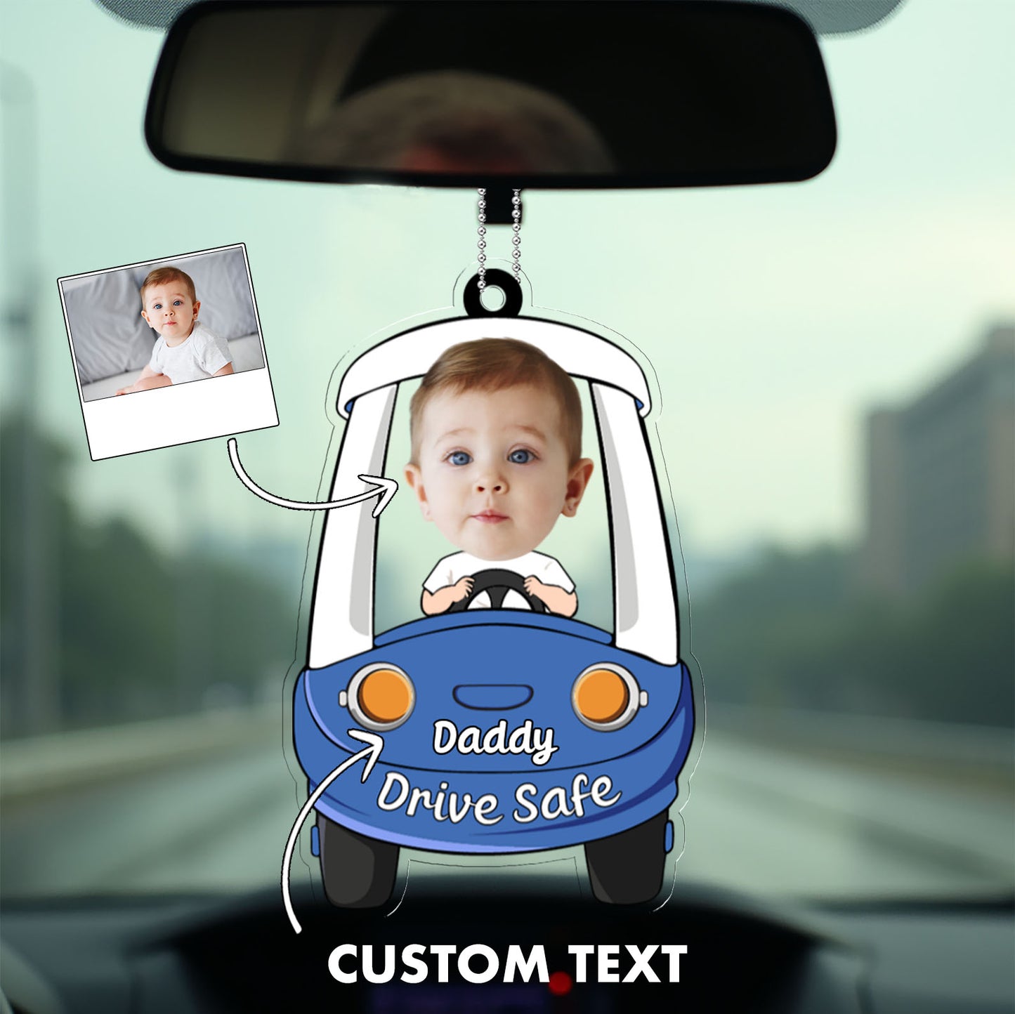 Personalized Custom Kid Photo Car Decor, Custom Acrylic Car Hanger, Special Gift for Father's Day, Gift for Dad, Gift for Husband 682290
