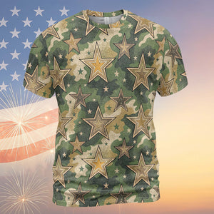 Military Camouflage Stars Unisex 3D T-Shirt | Vintage Independence Day Shirt | 4th of July All-Over Printed T-Shirt 682303