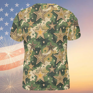 Military Camouflage Stars Unisex 3D T-Shirt | Vintage Independence Day Shirt | 4th of July All-Over Printed T-Shirt 682303