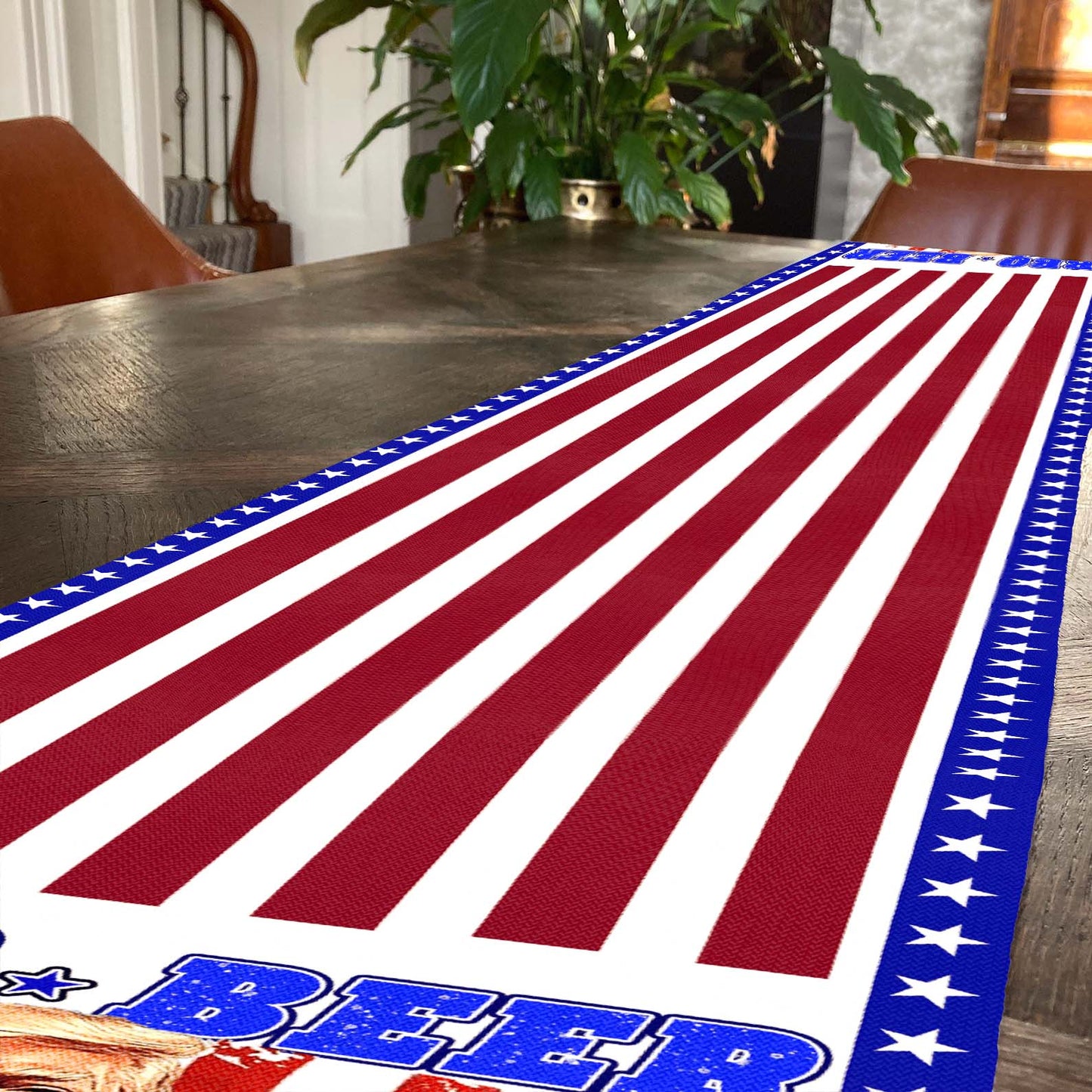 Beer BBQ Freedom Patriotic Table Runner, Trump 4th of July Table Runner for Kitchen 682331 - GOP