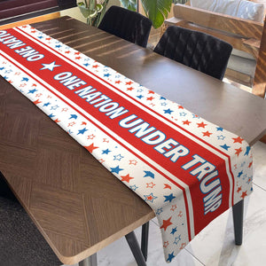 One Nation Under Trump Patriotic Table Runner, Trump 4th of July Table Runner for Kitchen 682348