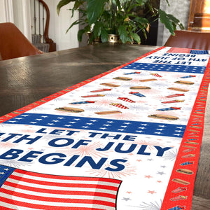 Let The 4th of July Begin Table Runner | Patriotic American Independence Day | Trump 4th Of July Table Runner For Kitchen 682349 - GOP