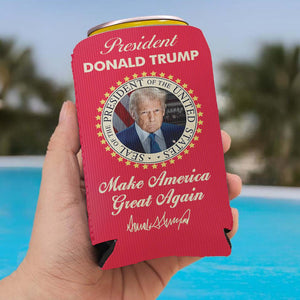 President Donald Trump Can Cooler | US Patriotic Pride Can Holder | MAGA Can Sleeve For Drinks 682407 - GOP