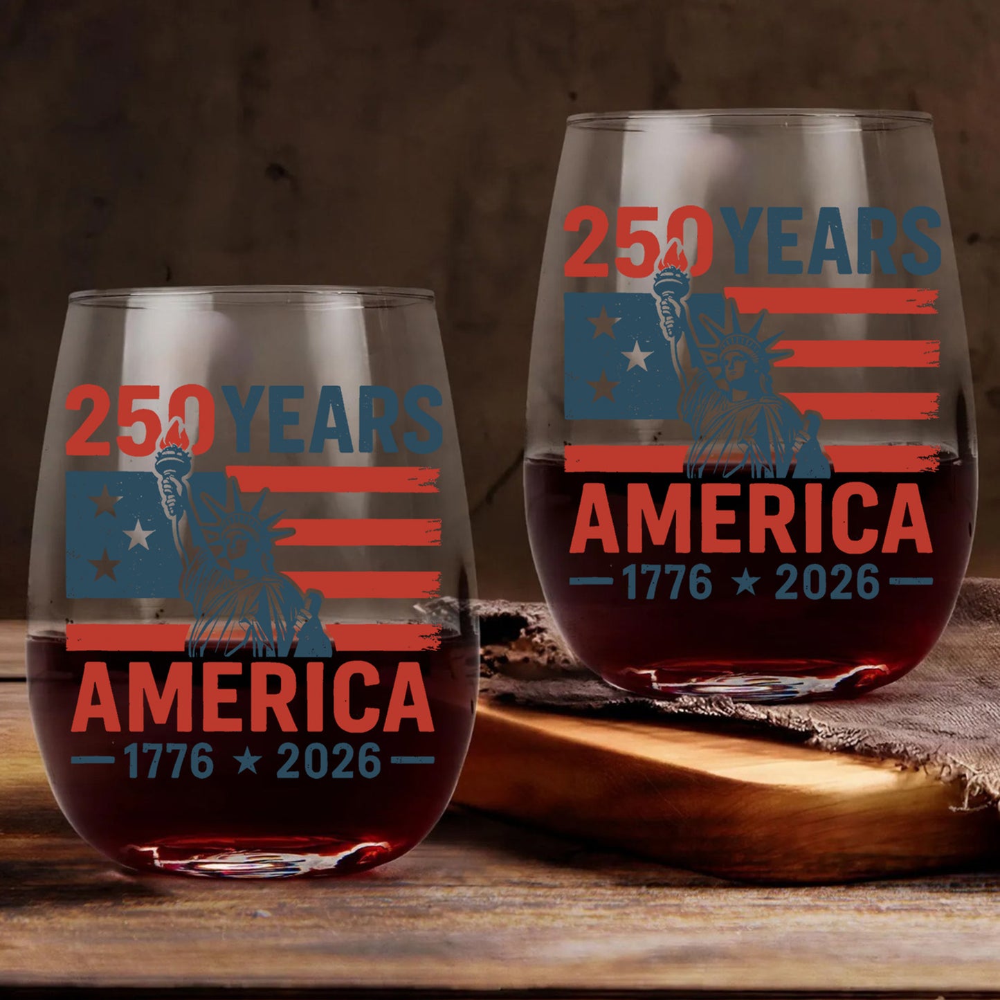 250 Years USA 1776-2026 Wine Glass | Happy 250th Birthday USA Wine Glass | America 250th Anniversary | Independence Day Wine Glass 682492