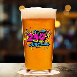 Happy 250 Years Birthday USA Whiskey Glass Beer Glass | America 250th Anniversary Glass | Patriotic 4th of July Glass 682626