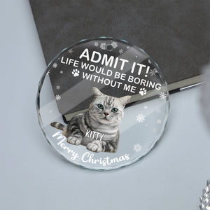 Admit It Life Would Be Boring Without Us Glass Ornament | Custom Photo Glass Ornament | Personalized Gift For Cat Lovers 682652