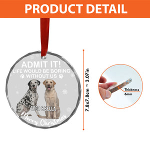 Admit It Life Would Be Boring Without Us Glass Ornament | Custom Photo Glass Ornament | Personalized Gift For Dog Lovers 682652