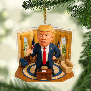 Trump Reaction in Oval Office 2D Acrylic Ornament, MAGA Ornament, Perfect for Car & Christmas Tree Decor 682666 - GOP