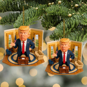 Trump Reaction in Oval Office 2D Acrylic Ornament, MAGA Ornament, Perfect for Car & Christmas Tree Decor 682666 - GOP