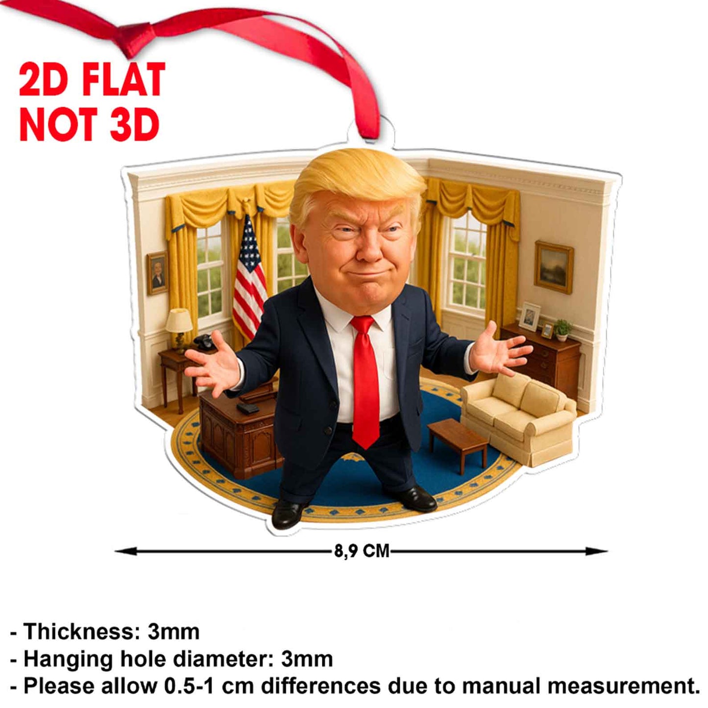 Funny President Trump in Oval Office 2D Acrylic Ornament, MAGA Ornament, Perfect for Car & Christmas Tree Decor 682667