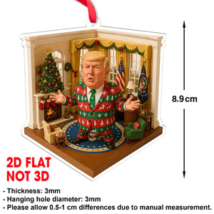 Trump in Oval Office Christmas Suit 2D Acrylic Ornament, MAGA Ornament, Perfect for Car & Christmas Tree Decor 682668