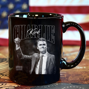 Charlie Kirk Memorial Mug| Justice For Charlie Kirk Tribute Black Mug | Conservative Free Speech Mug 682914