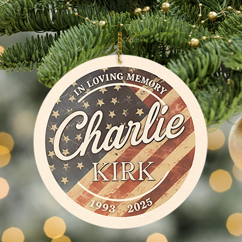 Charlie Kirk Memorial Ornament – In Memory of Charlie Kirk, American Patriot Christmas Tree Ornament, Republican Tribute Ornament, Water Resistant Keepsake 682961