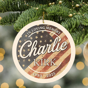 Charlie Kirk Memorial Ornament – In Memory of Charlie Kirk, American Patriot Christmas Tree Ornament, Republican Tribute Ornament, Water Resistant Keepsake 682961