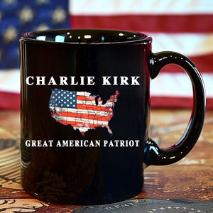 Charlie Kirk Memorial Mug | Pray For Charlie Kirk Mug | Great American Patriot Mug | Political Black Mug 683009