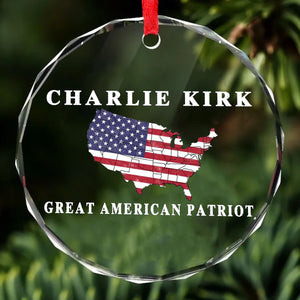 Charlie Kirk Great American Patriot Glass Ornament | Charlie Free Speech Hero Glass Ornament | Political Remembrance Gift Ornament 683009