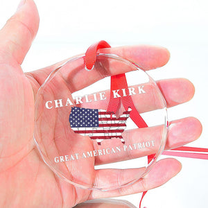 Charlie Kirk Great American Patriot Glass Ornament | Charlie Free Speech Hero Glass Ornament | Political Remembrance Gift Ornament 683009