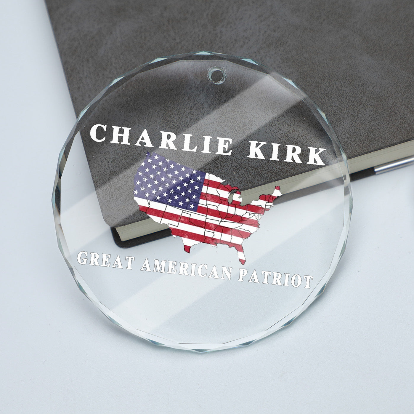 Charlie Kirk Great American Patriot Glass Ornament | Charlie Free Speech Hero Glass Ornament | Political Remembrance Gift Ornament 683009