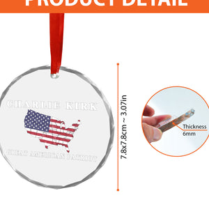 Charlie Kirk Great American Patriot Glass Ornament | Charlie Free Speech Hero Glass Ornament | Political Remembrance Gift Ornament 683009