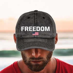 Charlie Kirk Freedom Printed Vintage Washed Denim Baseball Cap | Justice for Charlie Kirk Hat 683010